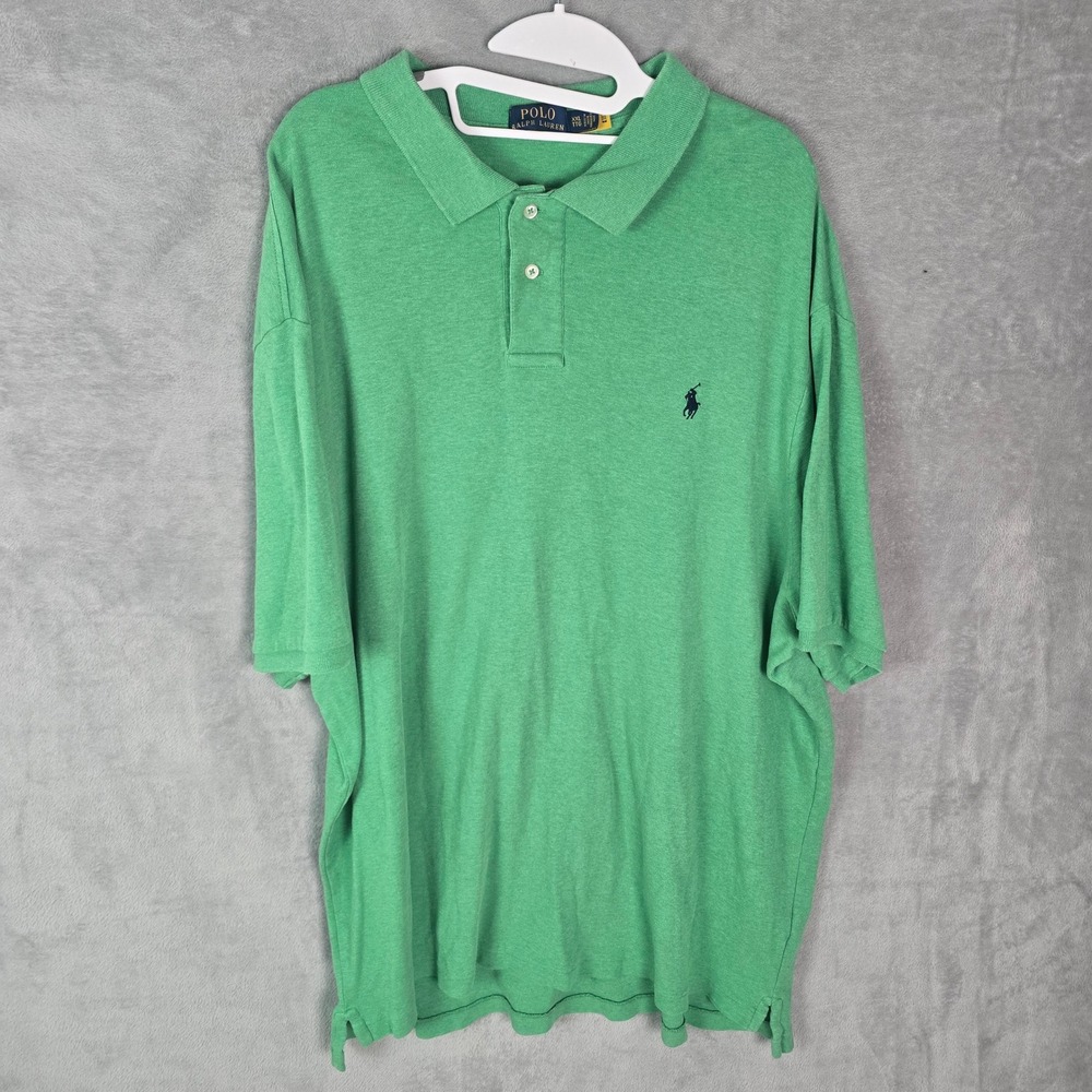 Polo Ralph Lauren Mens XXL Green Heathered Short Sleeve Cotton Polo Shirt